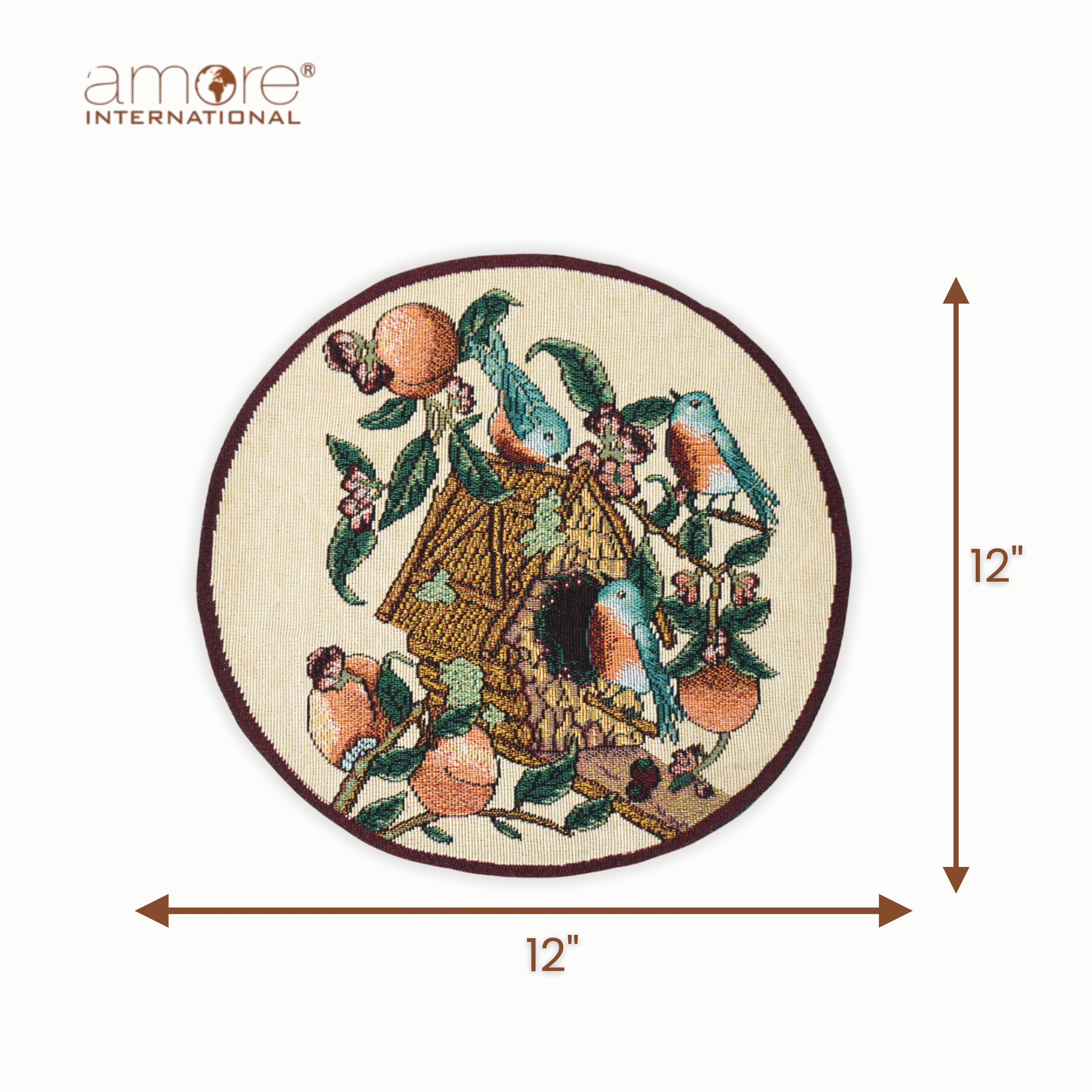 Tapestry Doily – Multicolor Jacquard Woven, 12"x12"