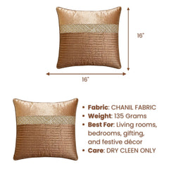 Fabric Crafted Cushion Cover – Light Brown | 16"x16" | Chanil Fabric | Premium Textured Designer Cushion Cover