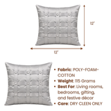 Hand-Crafted Cushion Cover – Grey Silver | 12"x12" | Poly-Foam-Cotton | Elegant Festive Accent