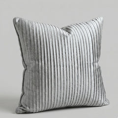 Fabric Crafted Cushion Cover – Grey | 16"x16" | Poly Cotton Foam Fabric | Premium Ribbed Texture Design