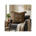 Handcrafted Cushion Cover – Beige | 16"x16" | Traditional Embroidered Tassel Decorative Cushion Cover