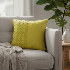 Fabric-Crafted Cushion Cover – Parrot Green | 12"x12" | Poly Cotton | Vibrant & Modern