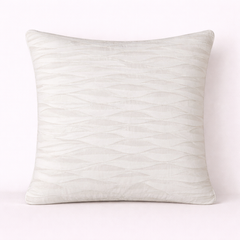 Fabric-Crafted Cream Cushion Cover – 12"x12" | Elegant Wave Layered Texture | Premium Poly Cotton