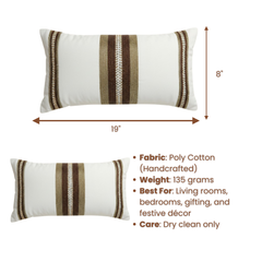 Handcrafted Cream Bolster Cover – 19"x8", Premium Poly Cotton