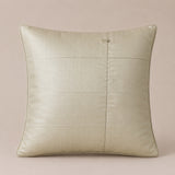 Machine Crafted Cream Cushion Cover – 12"x12" | Geometric Star Patchwork Embroidery | Premium Poly-Cotton Decorative Cushion Cover