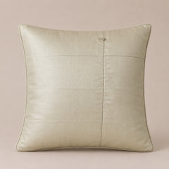Machine Crafted Cream Cushion Cover – 12"x12" | Geometric Star Patchwork Embroidery | Premium Poly-Cotton Decorative Cushion Cover