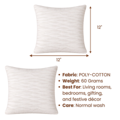 Fabric-Crafted Cream Cushion Cover – 12"x12" | Elegant Wave Layered Texture | Premium Poly Cotton