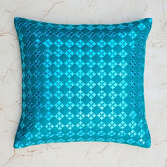 Handcrafted Turquoise (Blue) Cushion Cover – 12"x12", Premium Poly Cotton