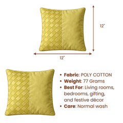 Fabric-Crafted Cushion Cover – Parrot Green | 12"x12" | Poly Cotton | Vibrant & Modern