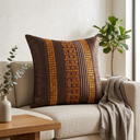 Hand Crafted Cushion Cover – Brown | 16"x16" | Poly Cotton | Textured Panel Design