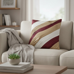 Fabric-Crafted Gold Cushion Cover – 16"x16" | Triple-Tone Pleated Waves | Premium Poly Cotton