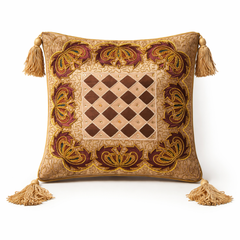 Hand Crafted Cushion Cover – Brown | 12"x12" | Poly Cotton | Embroidered Medallion Design