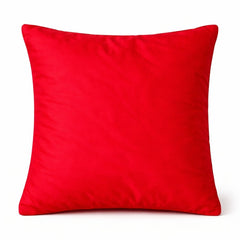 Hand Crafted Cushion Cover – Red | 16"x16" | Poly Cotton | Premium Beaded Embroidery Design