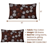 Hand Crafted Bolster Cover – Brown | 19"x12" | Poly Cotton Fabric | Embellished Floral Texture Design