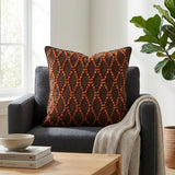 Hand Crafted Cushion Cover – Brown | 16"x16" | Poly Cotton | Premium Beaded Embroidery Design