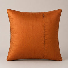 Machine Crafted Orange Cushion Cover – 12"x12" | Geometric Star Patchwork Embroidery | Premium Poly-Cotton Decorative Cushion Cover