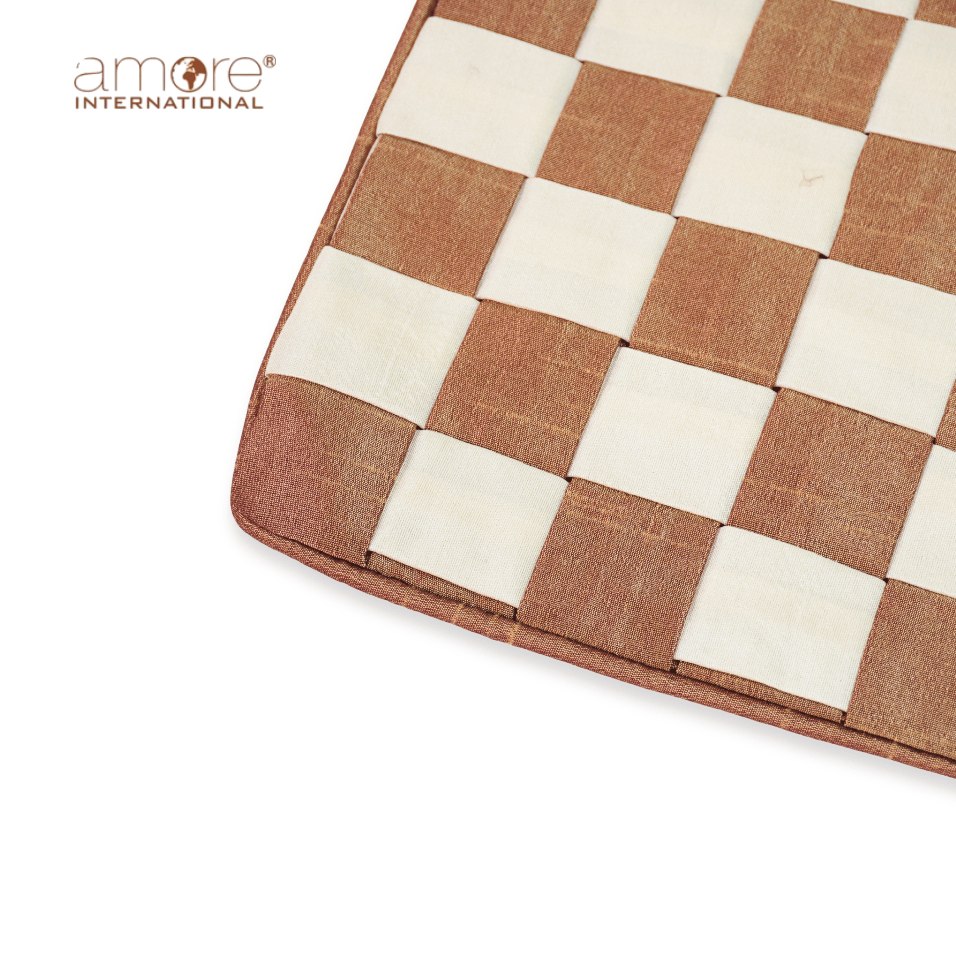 Fabric Crafted Checkered Placemat – Brown, 13"x19"