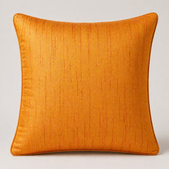 Fabric Crafted Cushion Cover – Dark Orange | 16"x16" | Poly Cotton Foam Fabric | Elegant Ribbed Texture Design
