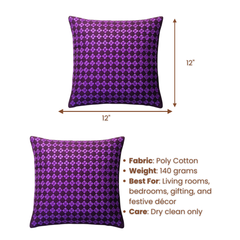Handcrafted Purple Cushion Cover – 12"x12", Premium Poly Cotton