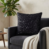 Handcrafted Cushion Cover – Black | 16"x16" | Sequin Decorative Cushion Cover