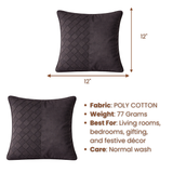 Fabric-Crafted Black Cushion Cover – 12"x12" | Poly Cotton Fabric | Bold & Sophisticated