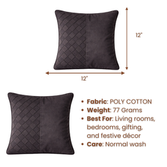 Fabric-Crafted Black Cushion Cover – 12"x12" | Poly Cotton Fabric | Bold & Sophisticated