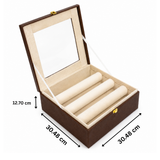 Luxury Bangle Storage Box with Mirror – Velvet Jewellery Organizer (30.48 × 30.48 × 12.70 cm)