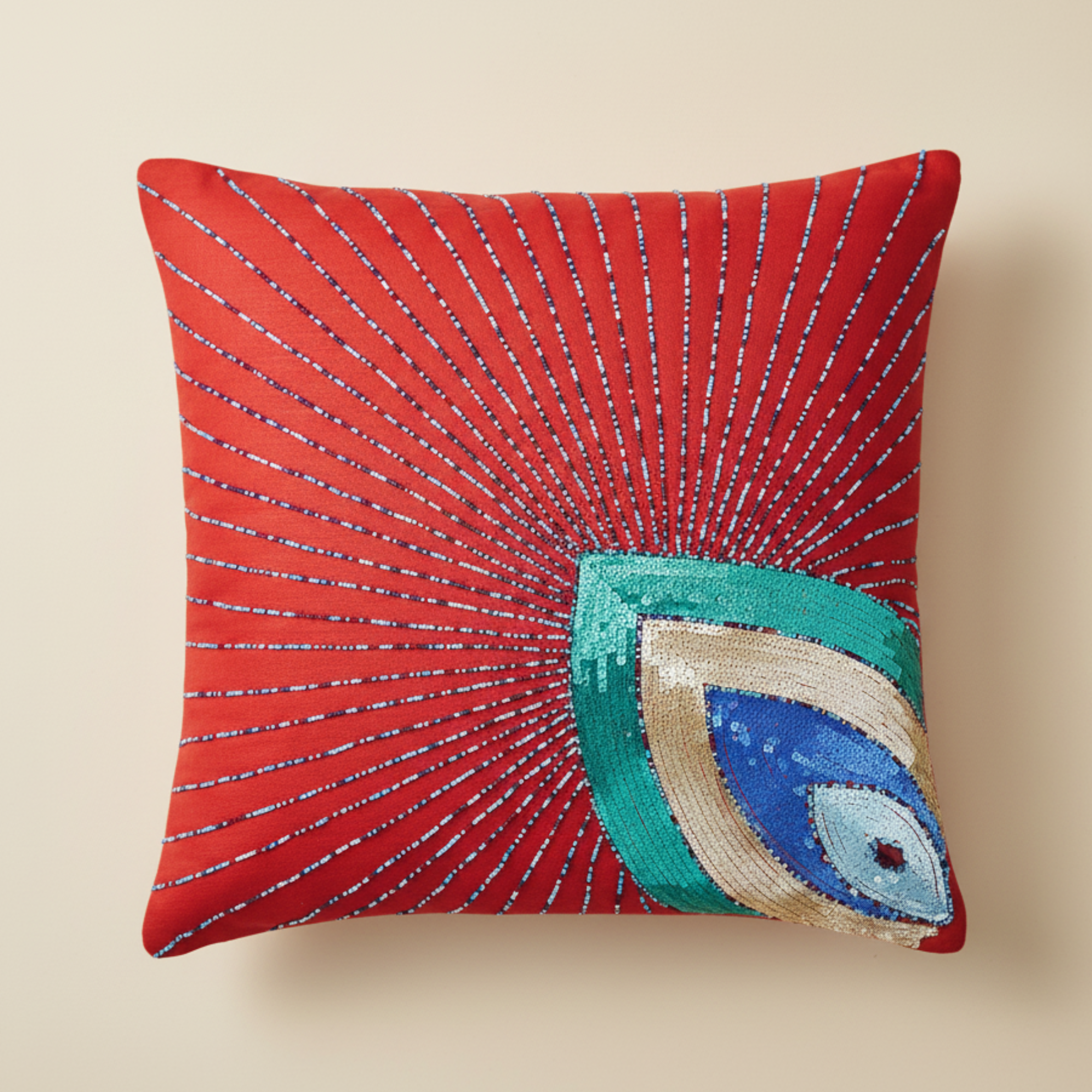 Handcrafted Cushion Cover – Red, 16"x16"