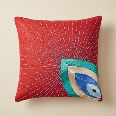 Handcrafted Cushion Cover – Red, 16"x16"
