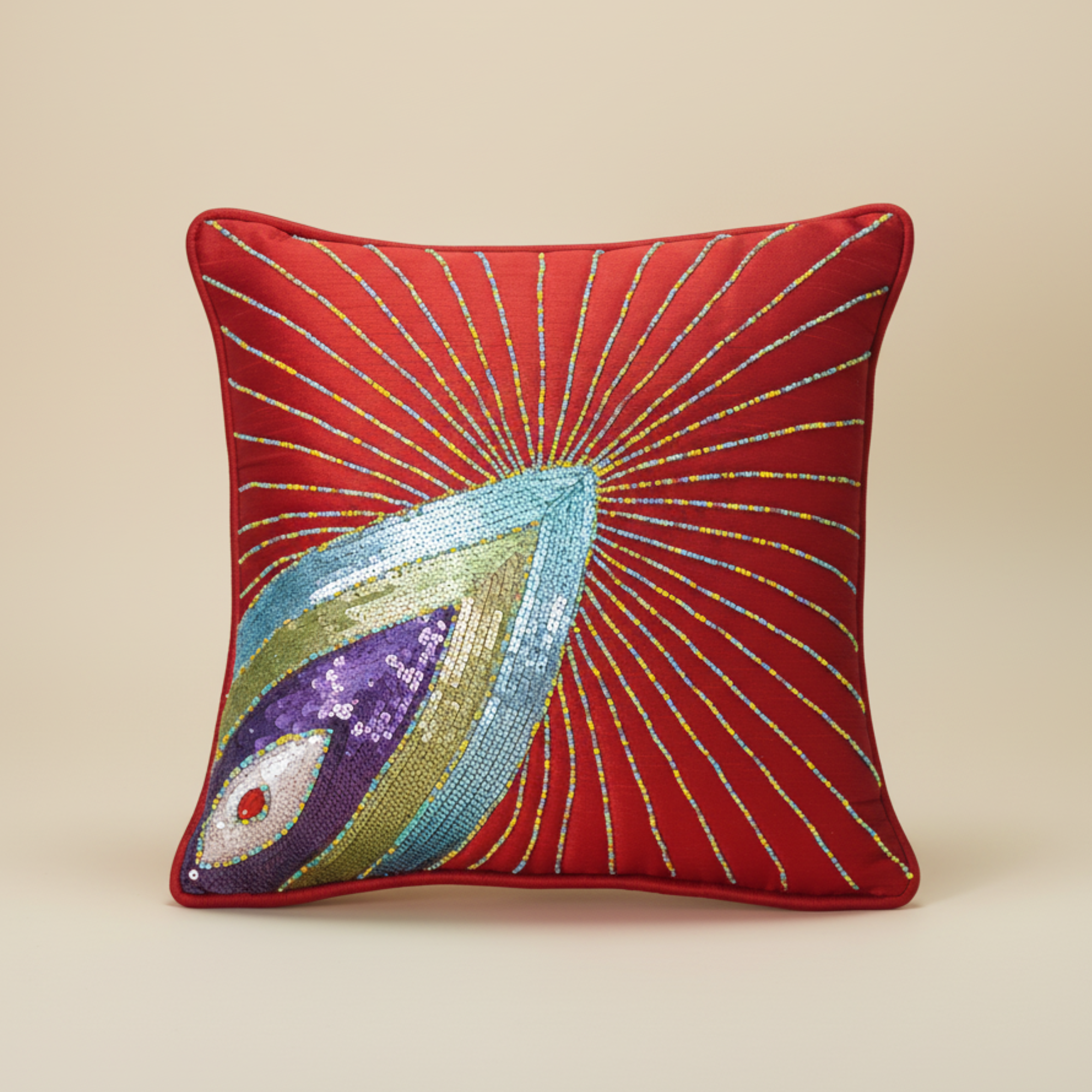 Handcrafted Cushion Cover – Maroon, 12"x12"