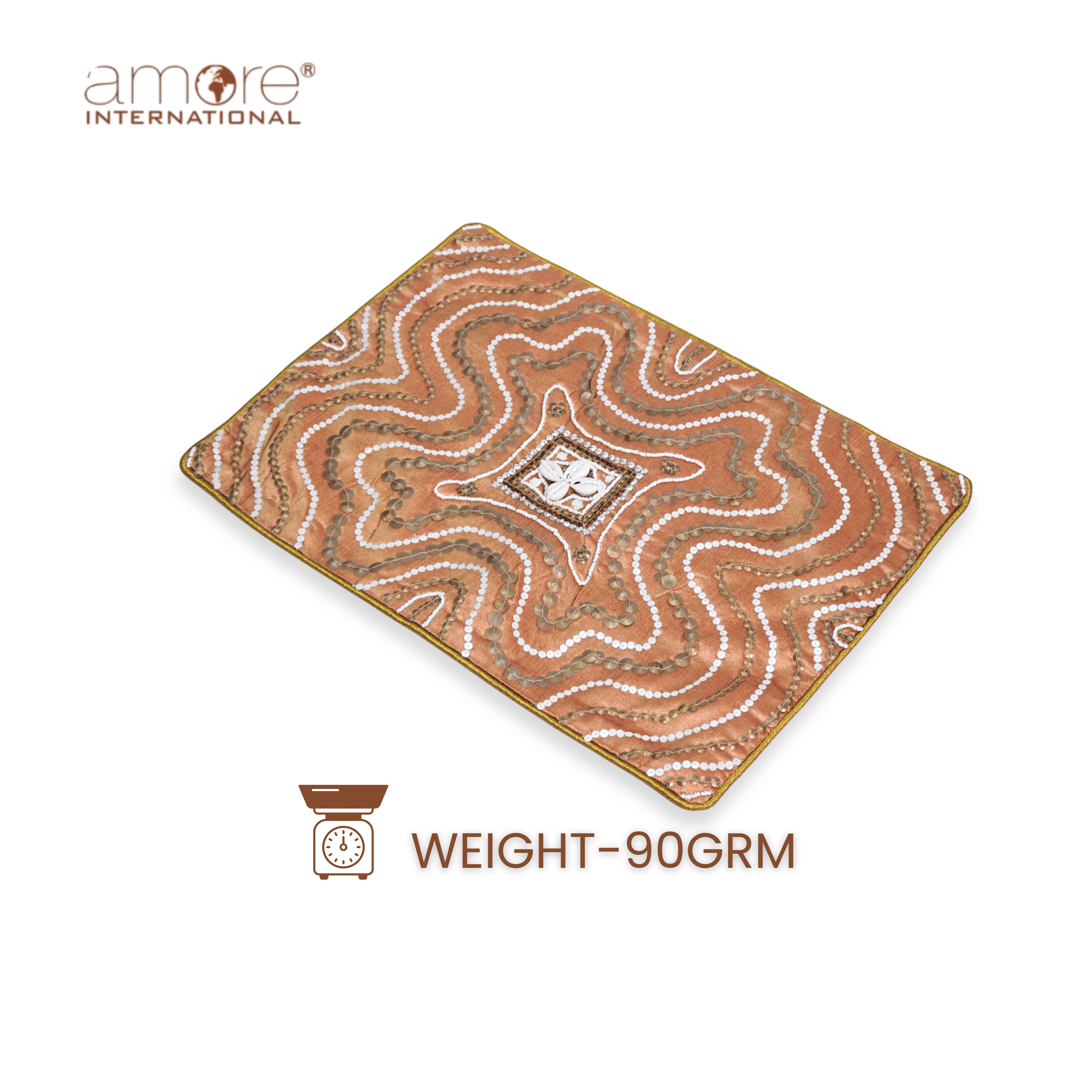 Handcrafted Embroidered Placemat – Bronze, 12"x18"