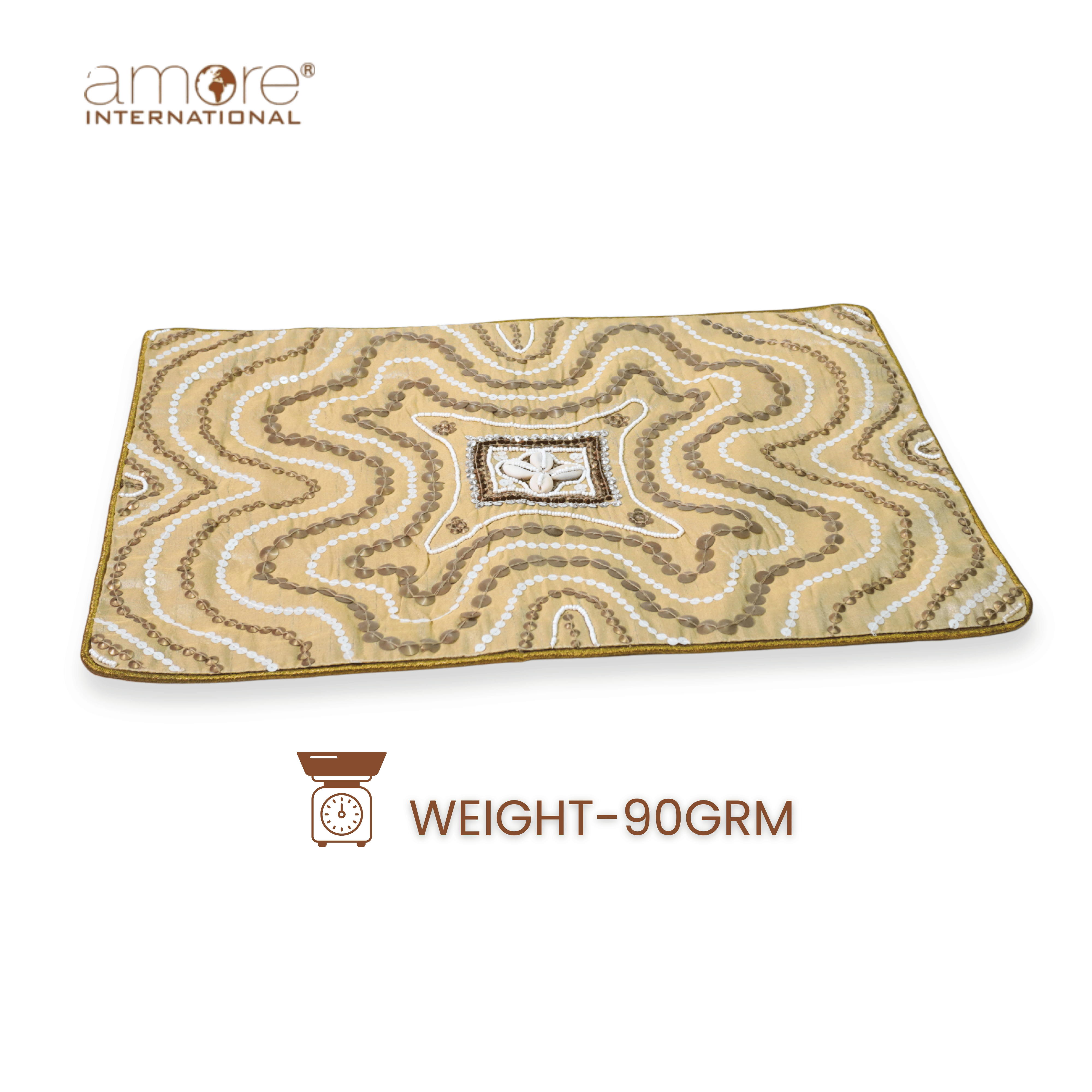 Handcrafted Embroidered Placemat – Beige, 12"x18"