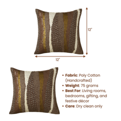 Handcrafted Brown Cushion Cover – 12"x12"