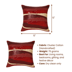 Handcrafted Cushion Cover – Maroon, 12"x12