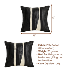 Handcrafted Cushion Cover – Black, 12"x12"